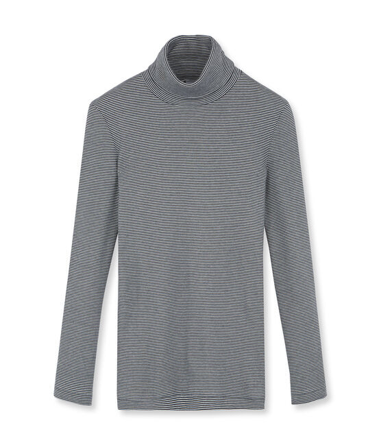 Sous pull donna a righe blu ABYSSE/bianco LAIT