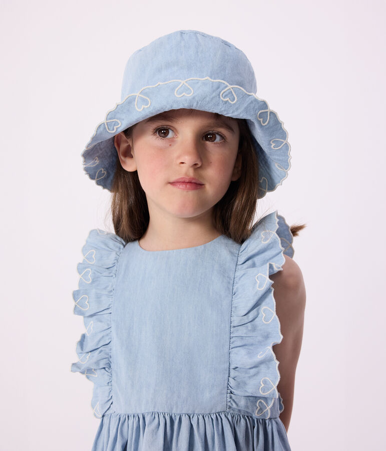 Abito senza maniche in cotone bambina blu