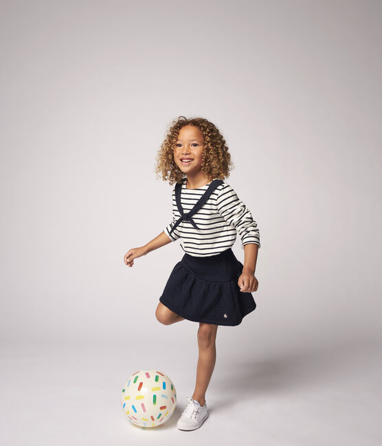 T-shirt maniche lunghe in jersey bambina bianco MARSHMALLOW/blu SMOKING