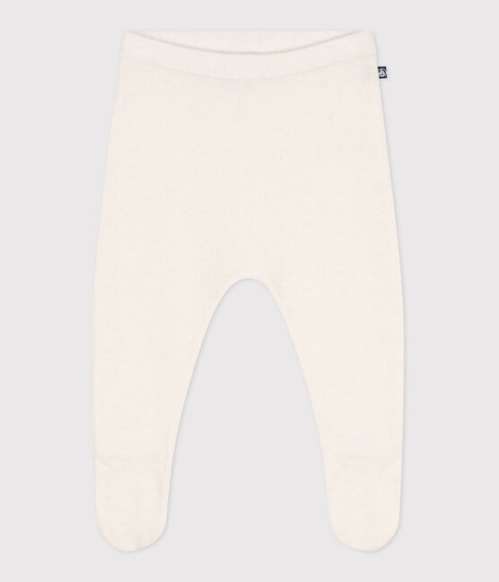 Pantaloni in maglia di lana e cotone neonato bianco MARSHMALLOW