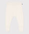 Pantaloni in maglia di lana e cotone neonato bianco MARSHMALLOW