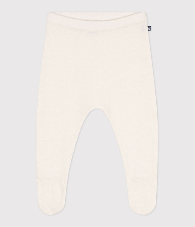 Pantaloni in maglia di lana e cotone neonato bianco