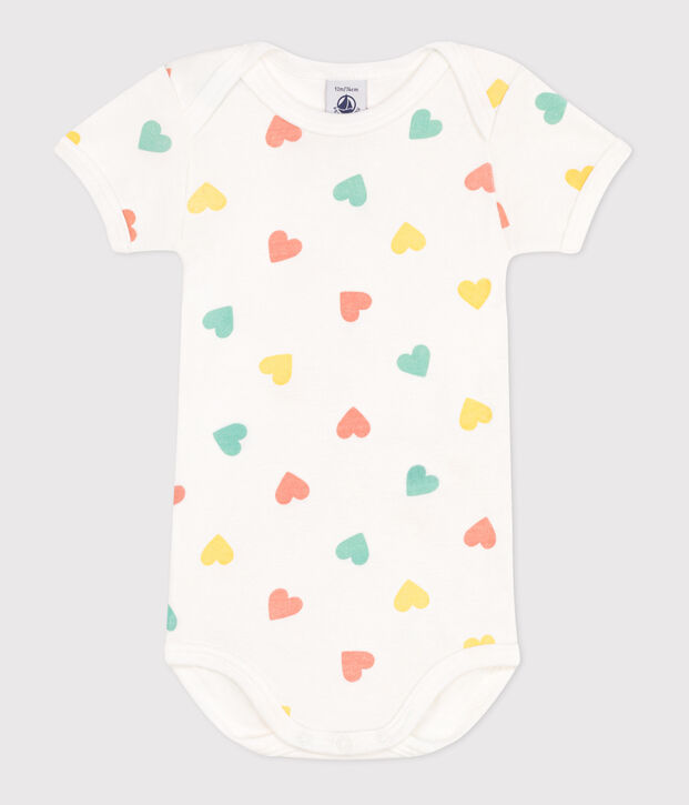 Body a maniche corte in cotone con stampa neonato blu/blu