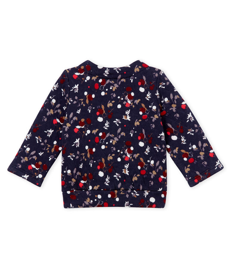 Cardigan beb&eacute; femmina in tubique matelass&eacute; stampato blu/multicolore