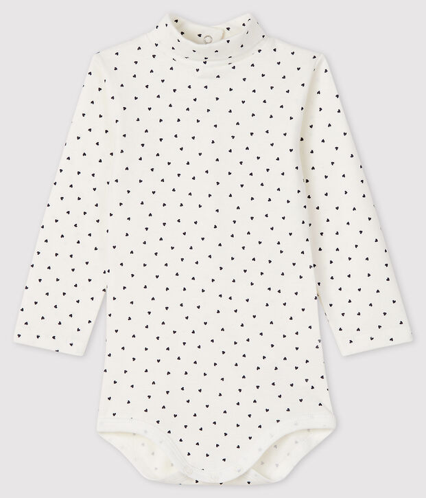 Body manica lunga e collo alto beb&egrave; bianco/blu