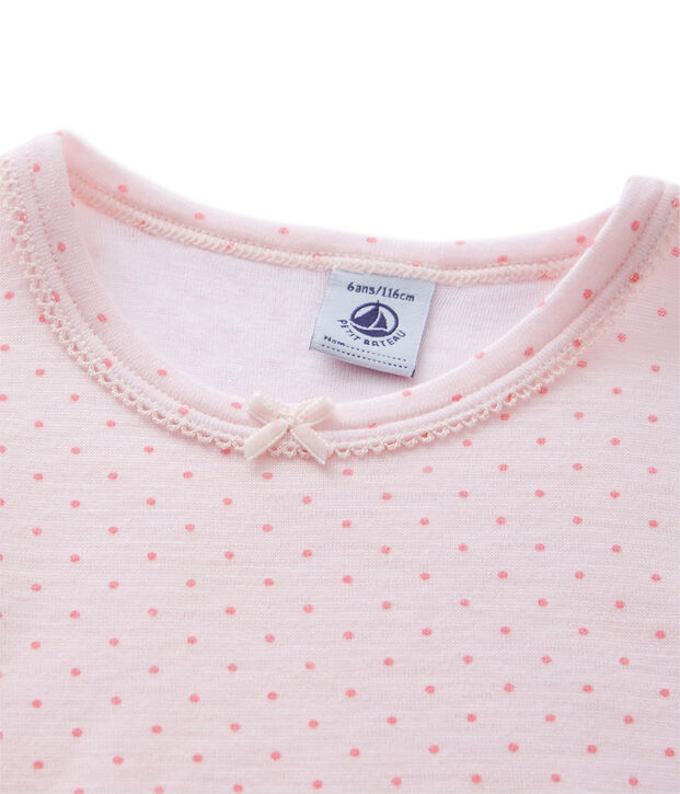 T-shirt bambina in lana e cotone rosa/rosa