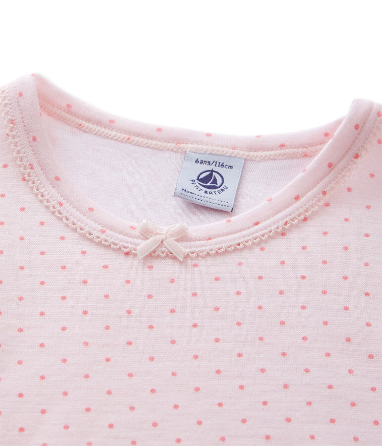 T-shirt bambina in lana e cotone rosa/rosa
