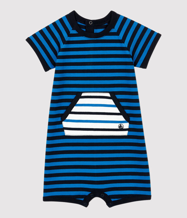 Tutina corta in cotone beb&egrave;. blu/blu