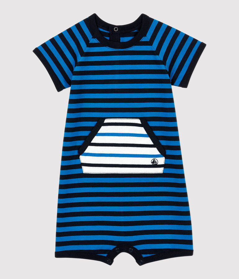 Tutina corta in cotone beb&egrave;. blu/blu