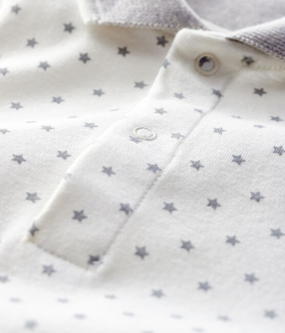Body manica lunga colletto a polo bebè bianco MARSHMALLOW/grigio GRIS