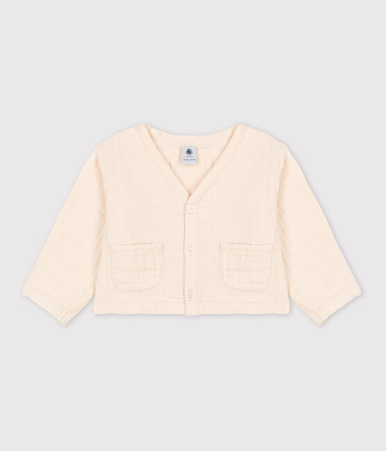 Cardigan in garza di cotone per neonati ecru AVALANCHE