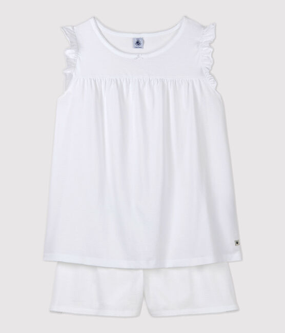 Pigiama corto bianco ragazza-donna in cotone sottile bianco ECUME