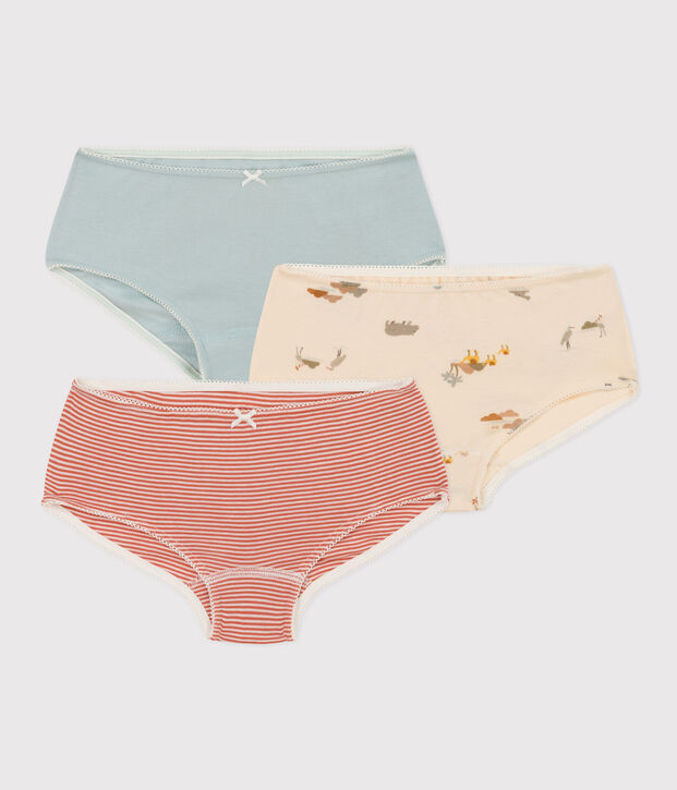 Confezione da 3 shorty bambina in cotone con animali multicolore