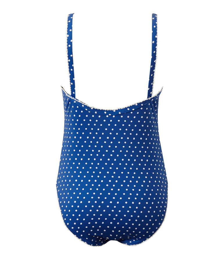 Costume da bagno bambina intero a pois blu/bianco