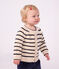 Cardigan in cotone a righe neonata ecru/blu