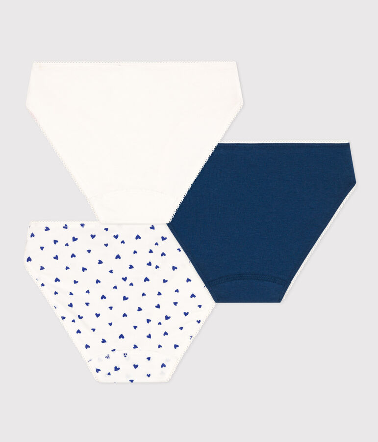 Confezione da 3 slip cuore da bambina in cotone ed elastam multicolore