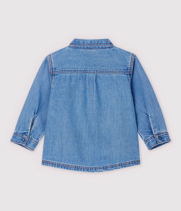 Camicia a manica lunga in denim leggero beb&egrave; maschio blu