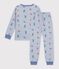 Pigiama in tessuto felpato con sciatori stampati bambino blu/multicolore