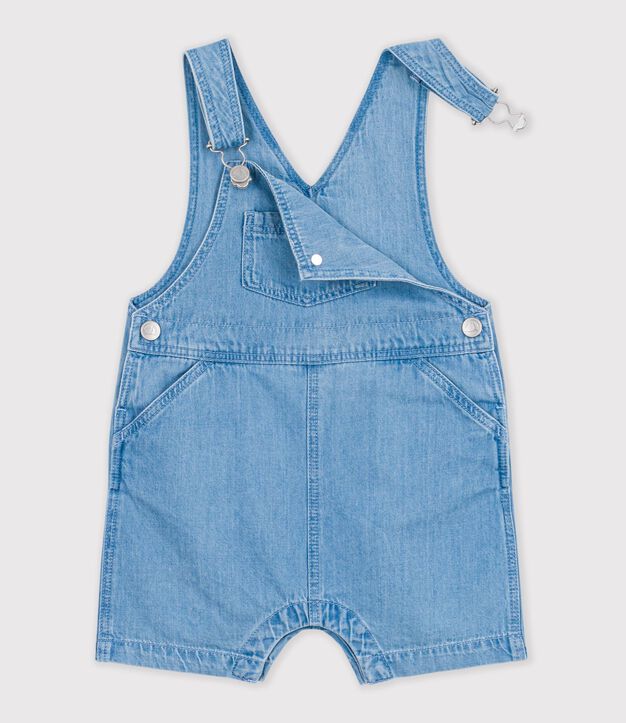 Salopette corta in denim leggero neonato blu
