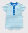 Tutina corta in cotone a righe neonato bianco/multicolore