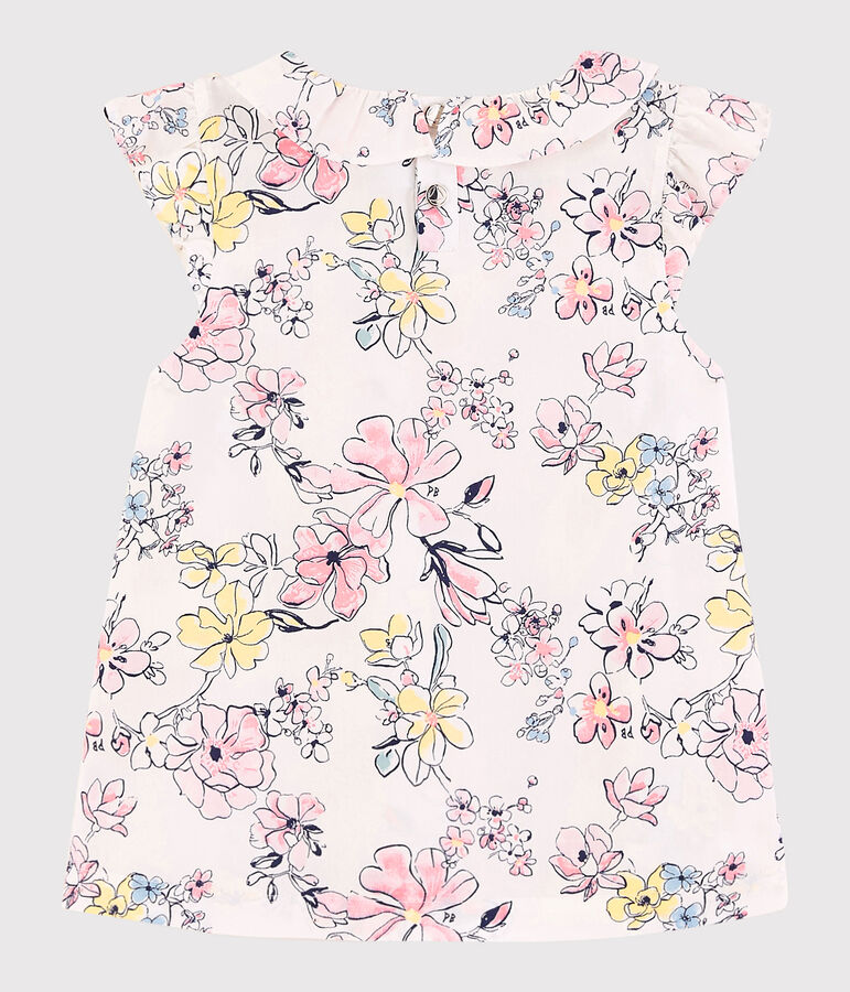 Blusa a manica corta in popeline bambina bianco/multicolore