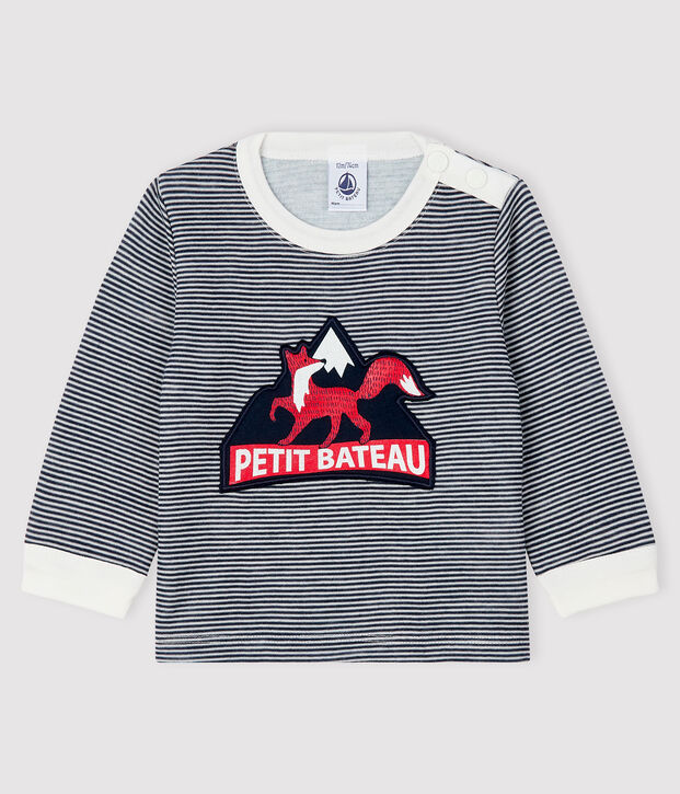 T-shirt beb&egrave; maschio blu/bianco