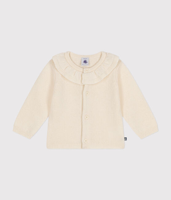 Cardigan con colletto in maglia con lana ecru AVALANCHE