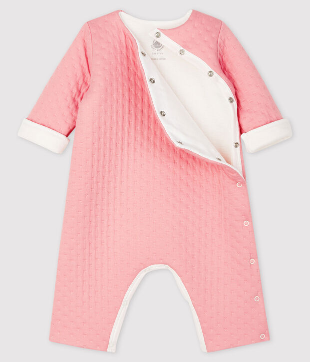 Tutina lunga beb&egrave; in tubique trapuntato rosa