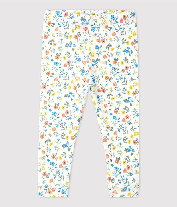 Leggins  beb&egrave; a fiori in cotone bianco/multicolore