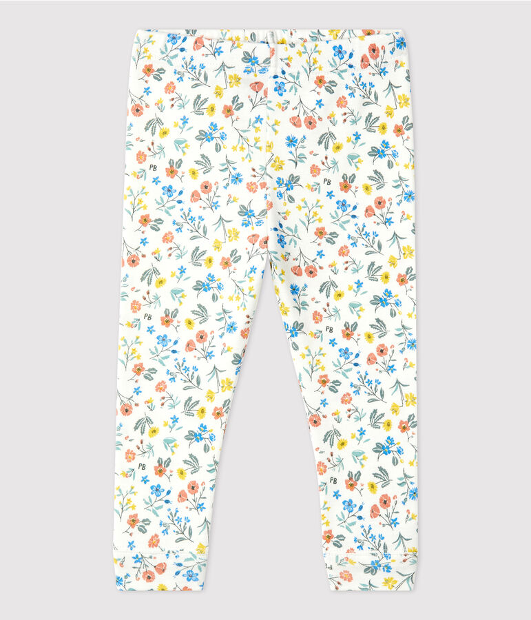Leggins  beb&egrave; a fiori in cotone bianco/multicolore