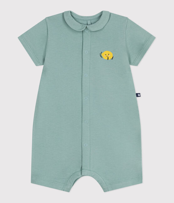 Tutina corta in cotone con colletto alla collegiale neonato verde PAUL