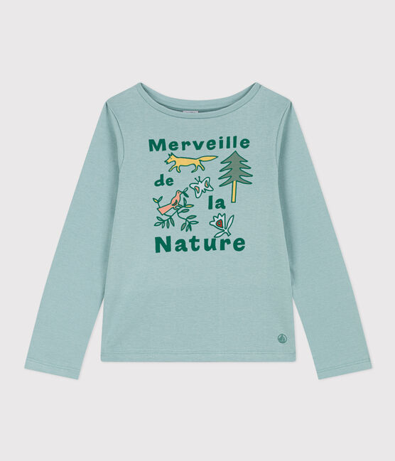 T-shirt maniche lunghe in cotone bambina verde PAUL