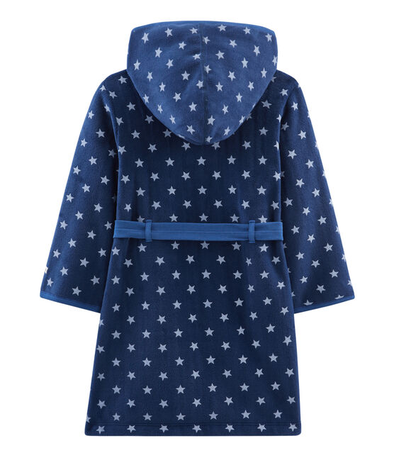 Vestaglia da bambino in pile blu MEDIEVAL/bianco MARSHMALLOW