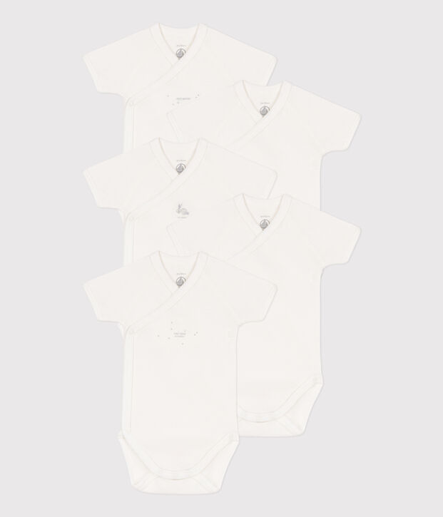 Confezione da 5 body incrociati a maniche corte in cotone multicolore