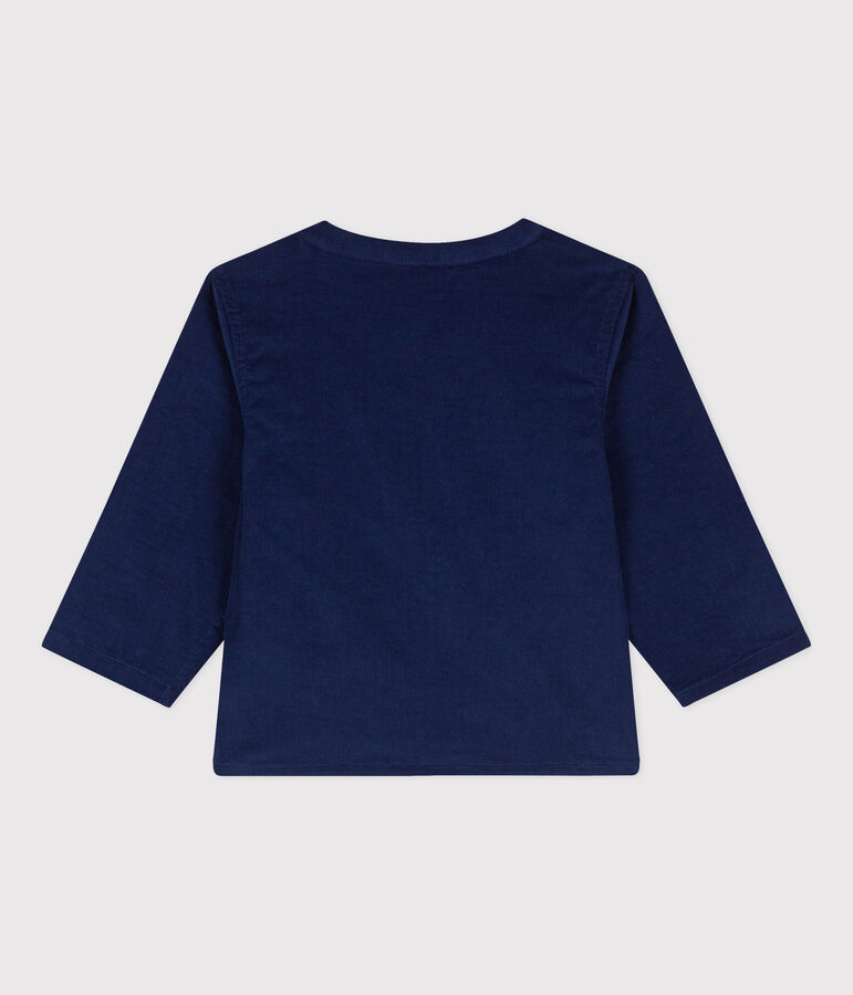 Camicia a manica lunga beb&egrave; maschio in velluto finissimo blu