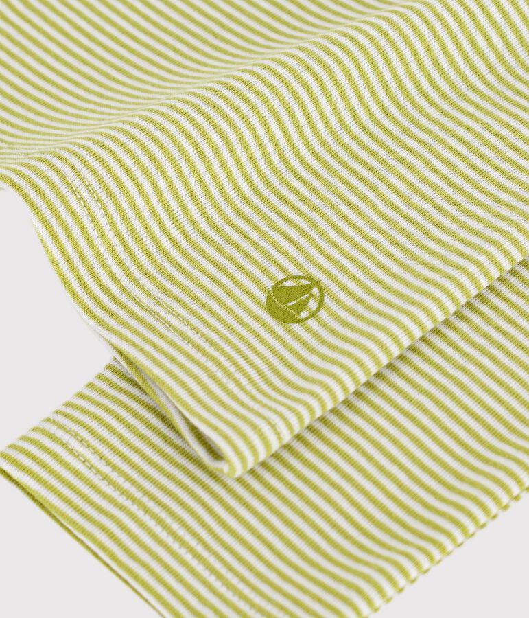 T-shirt a maniche lunghe in cotone a righe donna verde/bianco