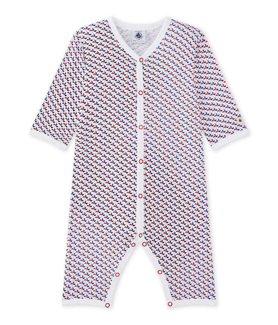 Tutina senza piedi bebè bambino bianco ECUME/bianco MULTICO
