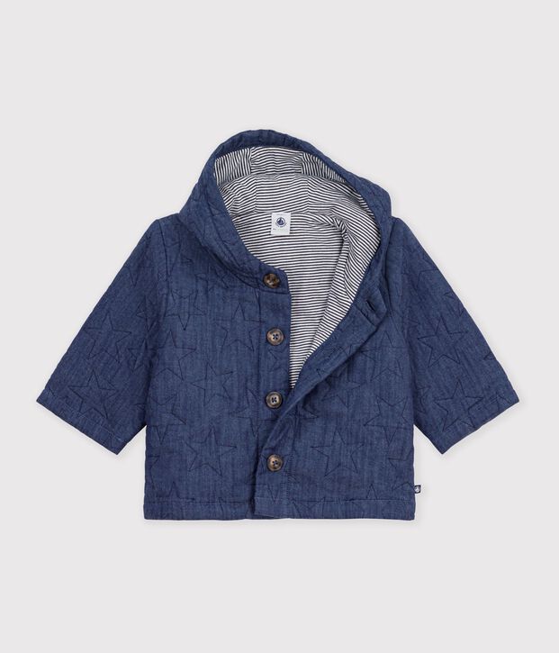 Giacca in denim trapuntato con ricamo a stelle neonato blu