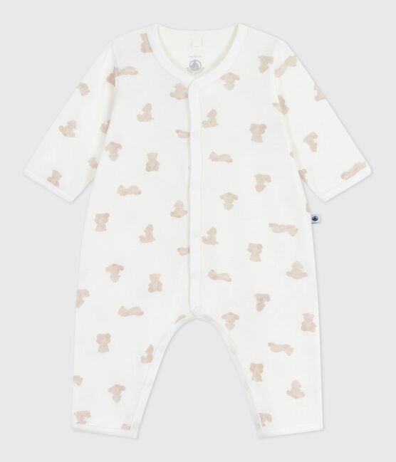 Pigiama senza piedini in cotone con orso stampato neonato MARSHMALLOW/ BRUN