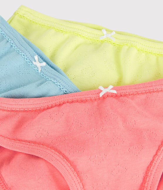 Confezione da 3 slip traforatti colorati bambina in cotone biologico variante 1