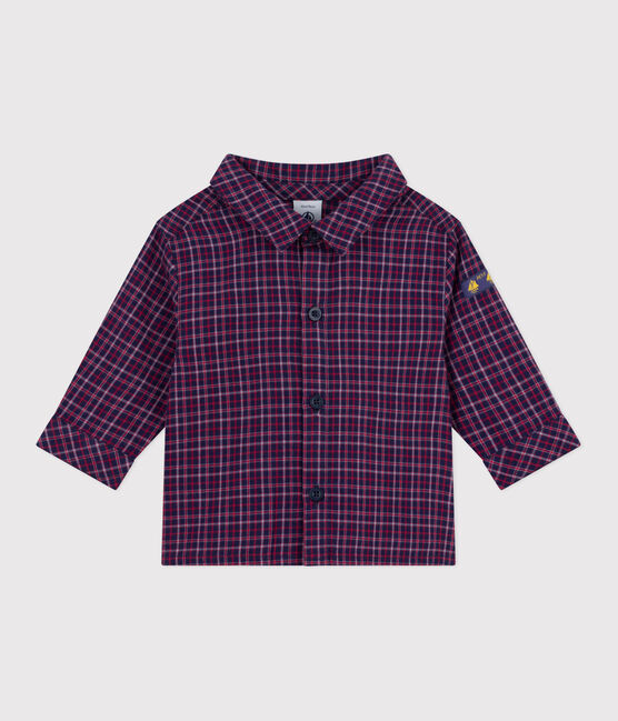Camicia in flanella a quadri neonato blu SMOKING/bianco MULTICO