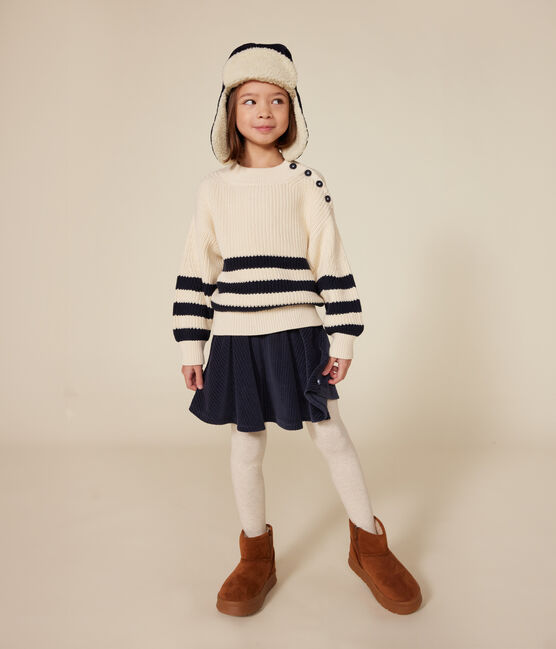 Maglione in cotone bambina bianco AVALANCHE/blu SMOKING