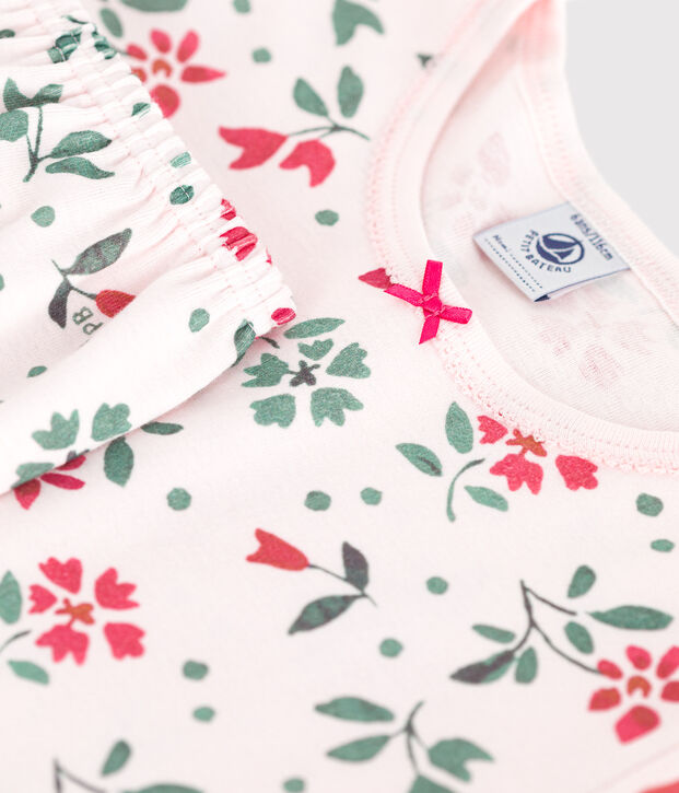 Pigiama capri in cotone a fiori bambina rosa/multicolore