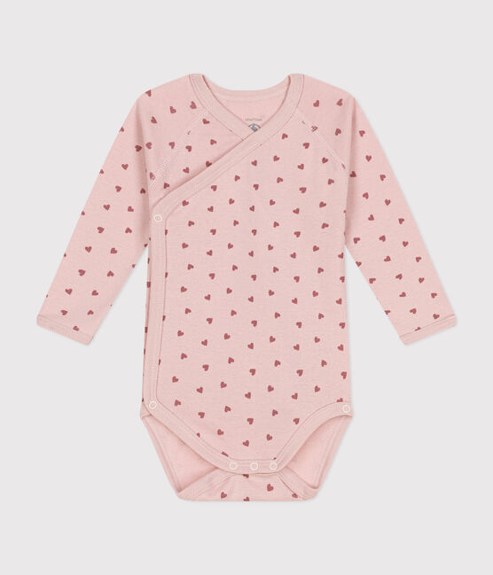 Body incrociato a maniche lunghe in cotone neonato rosa SALINE/ ROSEWOOD