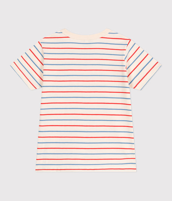 T-shirt bambina a maniche corte in cotone a righe con cuore bianco AVALANCHE/ MULTICO