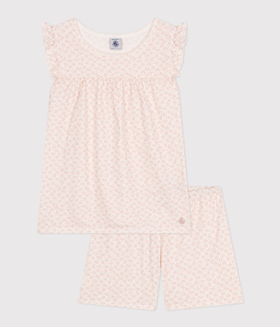 Pigiama short fantasia a fiori in cotone bambino MARSHMALLOW/ PANTY