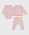 Set regalo 2 pezzi in velluto con body con stampa a cuori neonato rosa JOLI