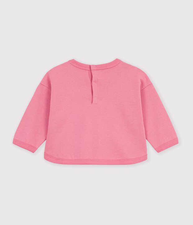 Felpa in cotone con stampa animalier neonato rosa