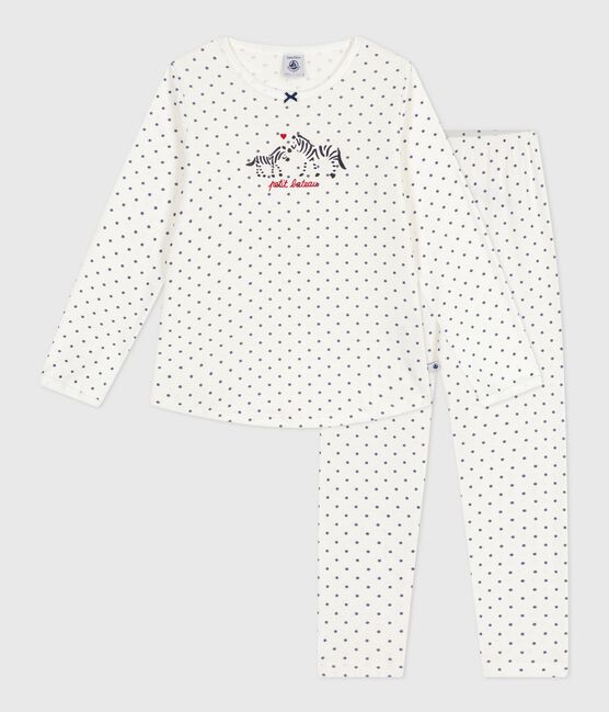 Pigiama in cotone con stampa a pois bambina blu MARSHMALLOW/ SOIR