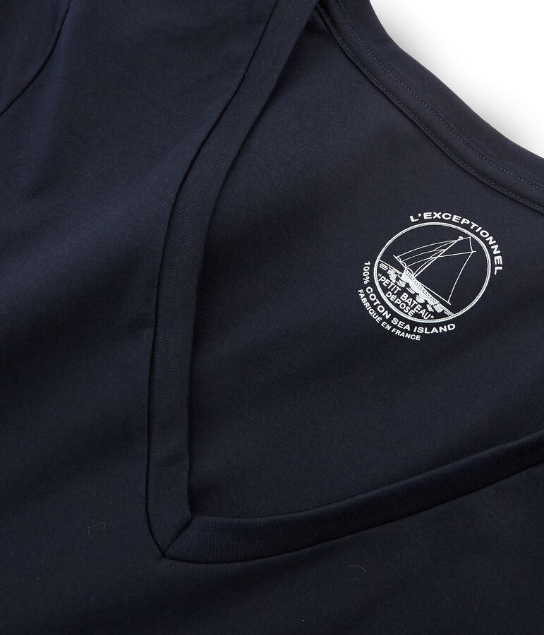 T-shirt manica lunga in cotone Sea Island donna blu